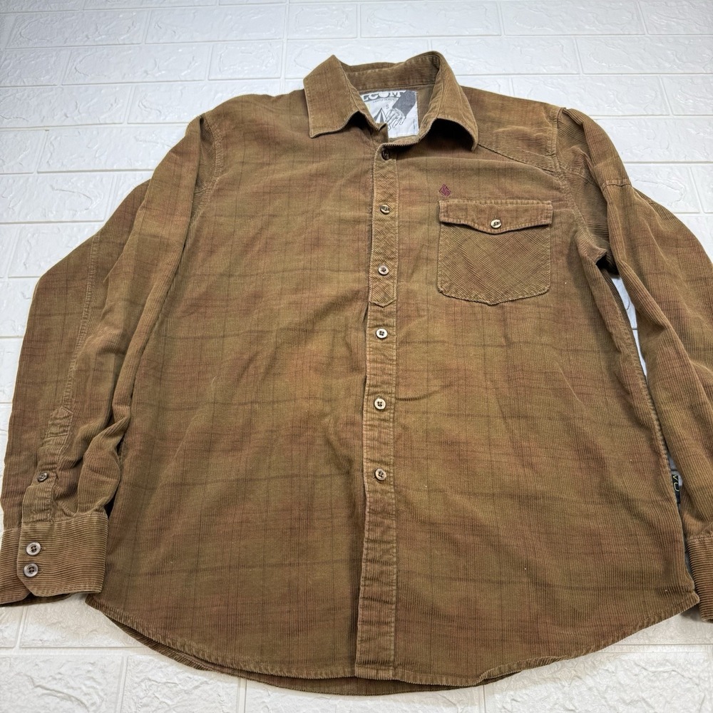 Volcom Brown Corduroy Shirt Long Sleeve Skate Snowboard Shirt Jacket Mens Small